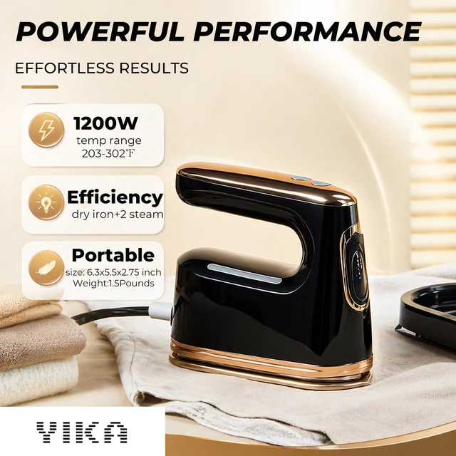 Alt view image 2 of 6 - Clothes Steamer & Iron 2-in-1, Handheld Clothing Fabric Wrinkle Removal, 300ml Water Tank, Large Alloy Soleplate, Lightweight Small Garment Steamer for Home or Travel