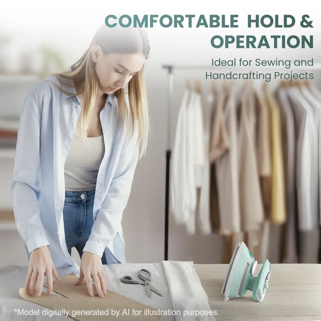 Alt view image 6 of 7 - Mini Travel Steam Iron with Temperature Control & Dual Voltage | Small Iron with Non-Stick Soleplate and Cord Storage, Ideal for Sewing, Quilting and Handcraft