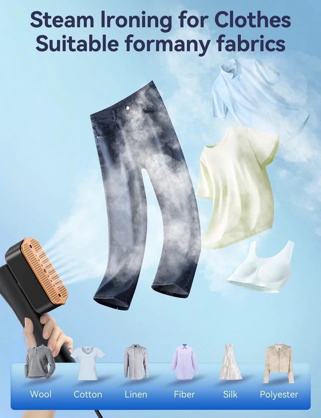 Alt view image 6 of 7 - Steamer for Clothes Portable 2-in-1 Travel Steamer Iron for Clothes | 15s Fast Heat-up,100ml Water Tank,Ironing Gloves,25 Min Powerful Steam,1000W&4 Modes Light Steam Iron for Travel&Home Gray