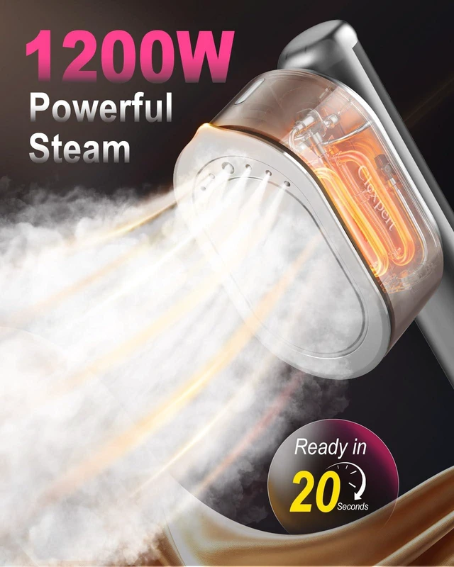 Alt view image 3 of 7 - Travel Steamer for Clothes, Upgraded 2-in-1 Handheld Garment Steamer & Iron | 1200W Portable Steam Iron, 20s Heat-Up for Wrinkle Removal with 6 Fabric Settings, 140ml Tank, 110V-120V