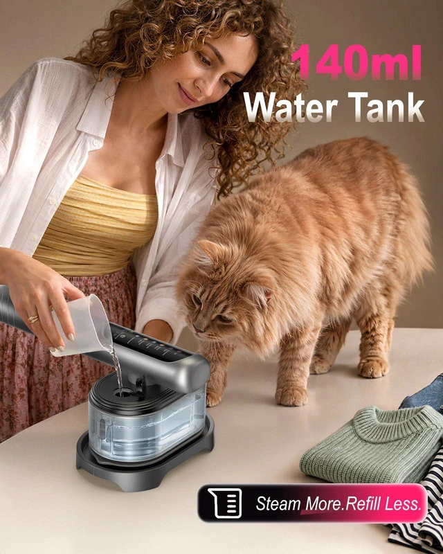 Alt view image 7 of 7 - Travel Steamer for Clothes, Upgraded 2-in-1 Handheld Garment Steamer & Iron | 1200W Portable Steam Iron, 20s Heat-Up for Wrinkle Removal with 6 Fabric Settings, 140ml Tank, 110V-120V
