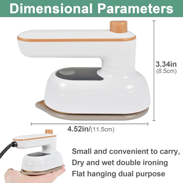 Alt view image 2 of 7 - Travel Iron for Clothes, Mini Ironing Machine Handheld Can Be Rotated 180 Degrees, Household Fast Heating Wired Small Electric Iron, Portable Heat Press Clothing Iron Machine - US Plug