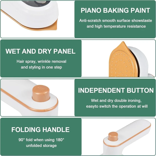 Alt view image 6 of 7 - Travel Iron for Clothes, Mini Ironing Machine Handheld Can Be Rotated 180 Degrees, Household Fast Heating Wired Small Electric Iron, Portable Heat Press Clothing Iron Machine - US Plug