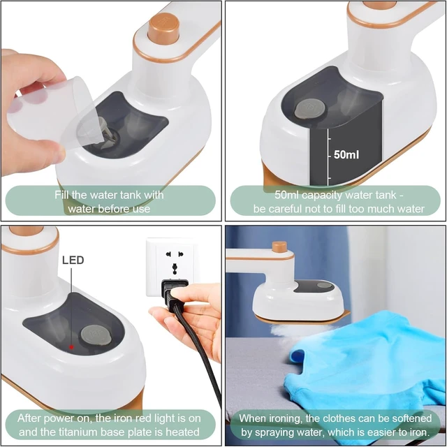 Alt view image 7 of 7 - Travel Iron for Clothes, Mini Ironing Machine Handheld Can Be Rotated 180 Degrees, Household Fast Heating Wired Small Electric Iron, Portable Heat Press Clothing Iron Machine - US Plug
