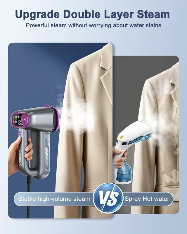 Alt view image 6 of 7 - Handheld Steamer for Clothes,Travel Garment Steamer for Fabric | 160ml Large Water Tank,1200W Clothes Steamer,6 Steam Mode,Stong Steam,Quick Wrinkle Removal,120V for Home,Office