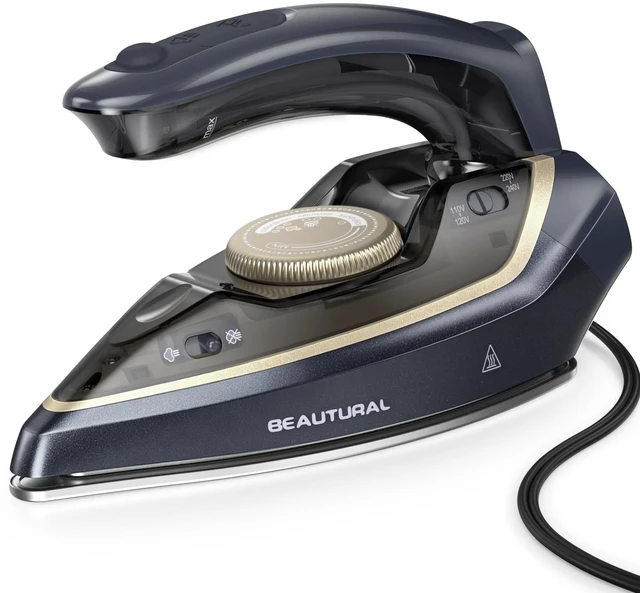 Main image of Mini Travel Iron for Clothes with Dual Voltage, 1000 Watts | Burst of Steam, Foldable Handheld, Fast Heating, Adjustable Thermostat Dial, Ideal for Sewing, Quilting and Handcraft