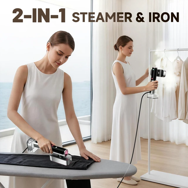 Alt view image 4 of 7 - Travel Steamer for Clothes,Portable Handheld Garment Steamer & Iron | 1200W 10s Heat Up,220ML Tank,Self-Clean,6Mode LCD Display Clothes Steamer for Travel, Home, Office (110V-120V)