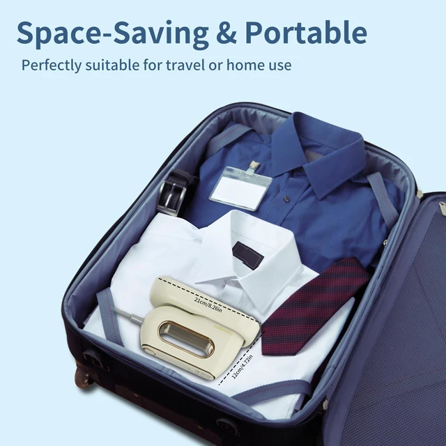 Alt view image 7 of 7 - Portable Travel Steamer Iron for Clothes: Mini Handheld Garment Steam Ironing Machine for Clothing - Professional Small Size Hand Held Traveling Fabric Steamers for Wrinkle on Dress Shirt (Beige)