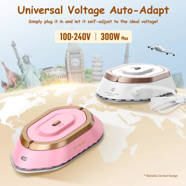 Alt view image 3 of 7 - Travel Iron Set, 100-240V Mini Dry Iron for Clothes (No Steam) | Max 300W, Heats in 60s, 302 Ceramic Soleplate, Handy Heat Press, 0.5lbs Lightweight for Quick Touch-ups Worldwide