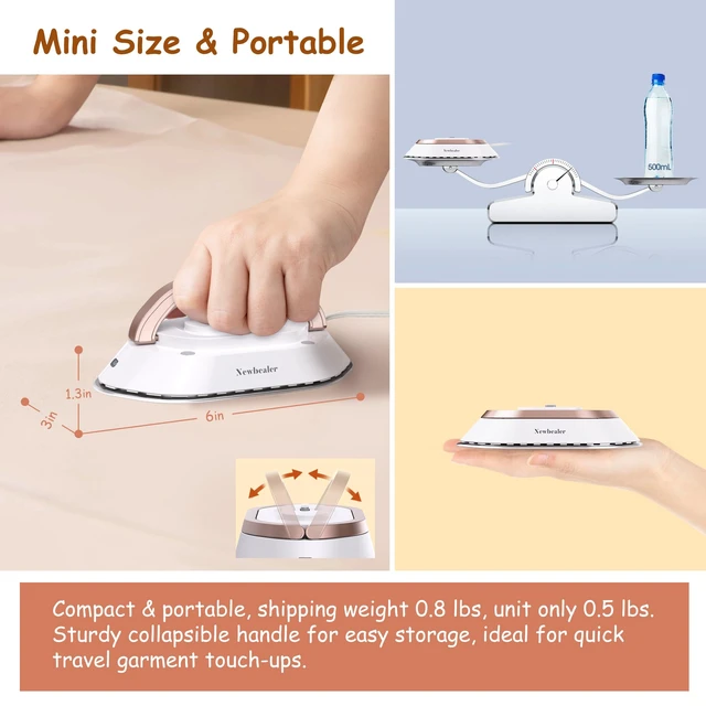 Alt view image 5 of 7 - Travel Iron Set, 100-240V Mini Dry Iron for Clothes (No Steam) | Max 300W, Heats in 60s, 302 Ceramic Soleplate, Handy Heat Press, 0.5lbs Lightweight for Quick Touch-ups Worldwide