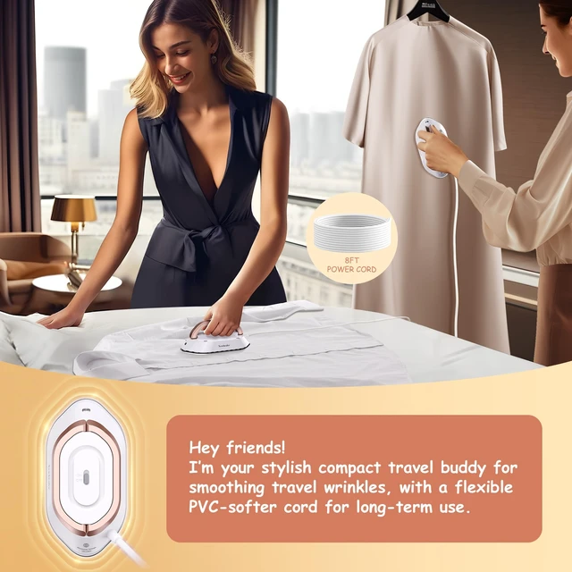 Alt view image 7 of 7 - Travel Iron Set, 100-240V Mini Dry Iron for Clothes (No Steam) | Max 300W, Heats in 60s, 302 Ceramic Soleplate, Handy Heat Press, 0.5lbs Lightweight for Quick Touch-ups Worldwide