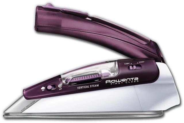 Main image of Travel Iron, Pro Compact Stainless Steel Soleplate Hand Held Steamer Iron for Clothes, 200 Microsteam Holes, 1000 Watts Ironing, Fabric Steamer, Dual Voltage, Mini Iron, Purple, DA1560