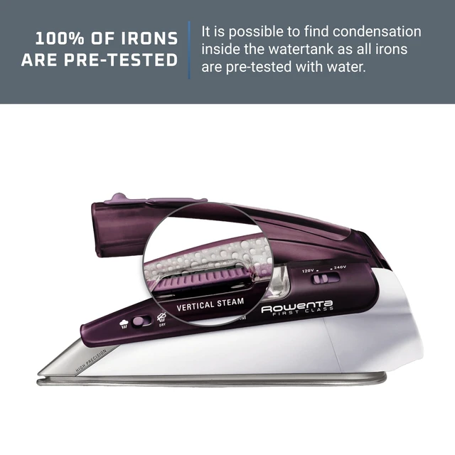Alt view image 5 of 6 - Travel Iron, Pro Compact Stainless Steel Soleplate Hand Held Steamer Iron for Clothes, 200 Microsteam Holes, 1000 Watts Ironing, Fabric Steamer, Dual Voltage, Mini Iron, Purple, DA1560