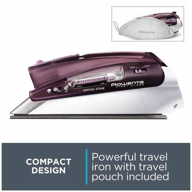 Alt view image 6 of 6 - Travel Iron, Pro Compact Stainless Steel Soleplate Hand Held Steamer Iron for Clothes, 200 Microsteam Holes, 1000 Watts Ironing, Fabric Steamer, Dual Voltage, Mini Iron, Purple, DA1560