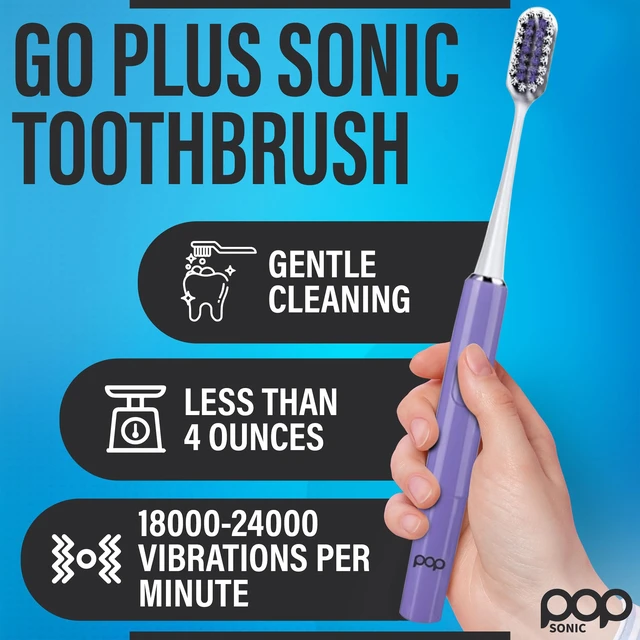 Alt view image 2 of 7 - Go Plus Electric Toothbrush for Adults 2 Speed (Punchy Purple) Electric Toothbrush Bathroom Essentials & Travel Essentials 18000-24000 Strokes per Min w/AAA Battery TSA Approved