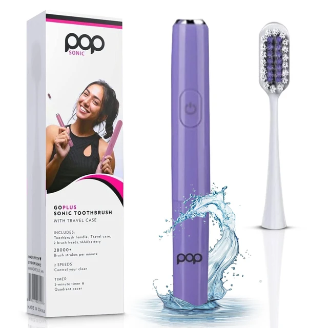 Alt view image 7 of 7 - Go Plus Electric Toothbrush for Adults 2 Speed (Punchy Purple) Electric Toothbrush Bathroom Essentials & Travel Essentials 18000-24000 Strokes per Min w/AAA Battery TSA Approved