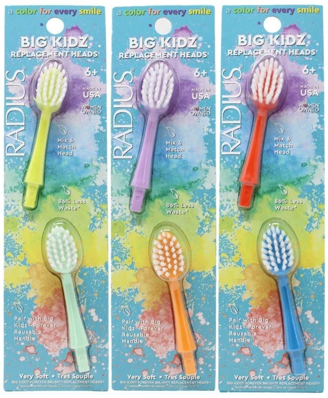 Main image of Big Kidz Forever Brush Replaceable Heads for Children, 6 Years and Up, BPA Free ADA Accepted for Growing Teeth and Gums, 2 Heads - Extra Soft