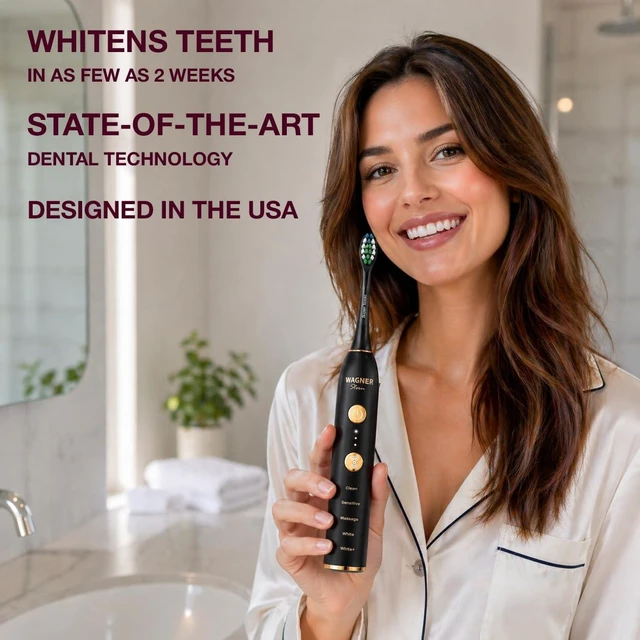 Alt view image 6 of 6 - WHITEN+ Electric Toothbrush, 48,000 VPM, Pressure Sensor, 5 Modes, 8 Brush Heads, Travel Case