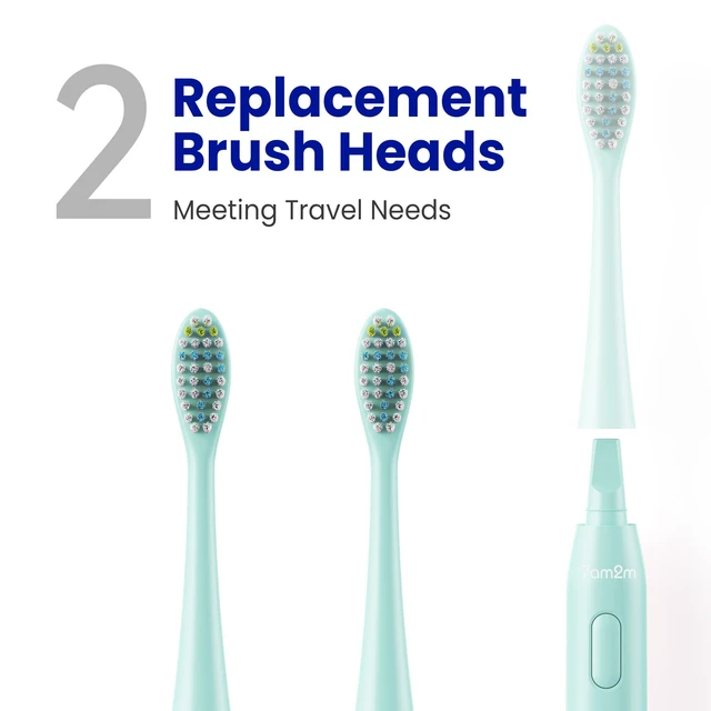 Alt view image 3 of 7 - Sonic Travel Electric Toothbrush for Adults&Kids, Travel Case&2 Brush Heads, 1 Charge for 90 Days, Type-C Rechargeable Sonic Toothbrush, Compact Design for Daily/Travel Use-Green