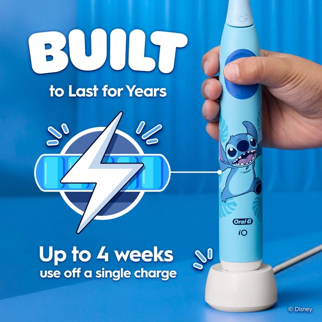 Alt view image 6 of 7 - iO Kids Limited Rechargeable Electric Powered Toothbrush, Stitch - Automatic Pressure Sensor - 3 Cleaning Settings - Music Timer - 28 Day Battery Life - Travel Case
