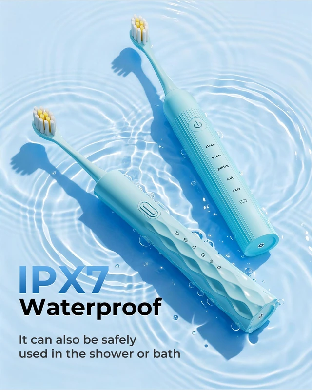 Alt view image 4 of 7 - 2 Pack Electric Toothbrush for Adults, USB Rechargeable Sonic Toothbrush with 12 Brush Heads, Smart Timer, 6 Modes, 2-Hour Fast Charge Last 30 Days