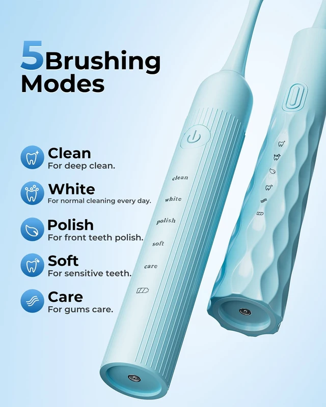 Alt view image 6 of 7 - 2 Pack Electric Toothbrush for Adults, USB Rechargeable Sonic Toothbrush with 12 Brush Heads, Smart Timer, 6 Modes, 2-Hour Fast Charge Last 30 Days