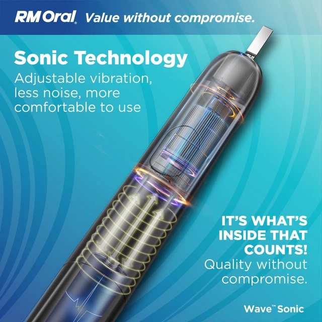 Alt view image 3 of 7 - Wave Sonic Toothbrush, Battery Toothbrush with Soft Bristles, Black | Adult Toothbrush with 56,000 Sonic Vibrations to brush teeth, soft bristle toothbrush, travel toothbrush for cleaner teeth