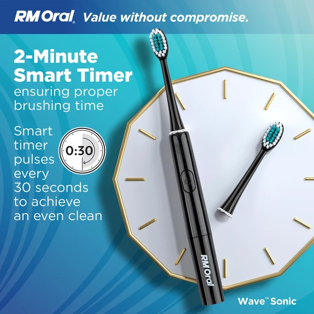 Alt view image 5 of 7 - Wave Sonic Toothbrush, Battery Toothbrush with Soft Bristles, Black | Adult Toothbrush with 56,000 Sonic Vibrations to brush teeth, soft bristle toothbrush, travel toothbrush for cleaner teeth