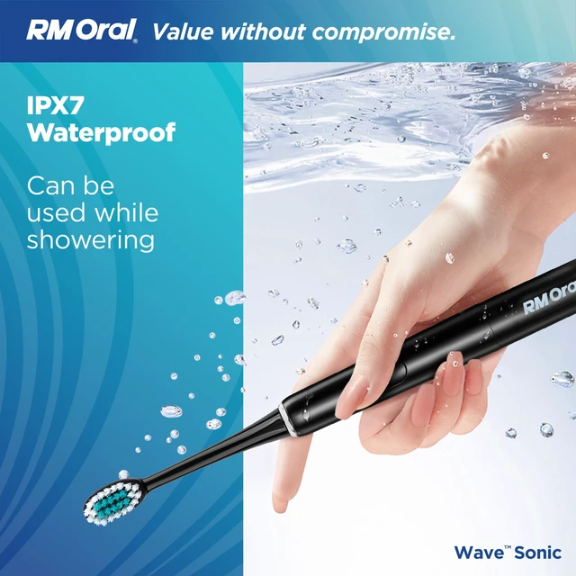 Alt view image 7 of 7 - Wave Sonic Toothbrush, Battery Toothbrush with Soft Bristles, Black | Adult Toothbrush with 56,000 Sonic Vibrations to brush teeth, soft bristle toothbrush, travel toothbrush for cleaner teeth