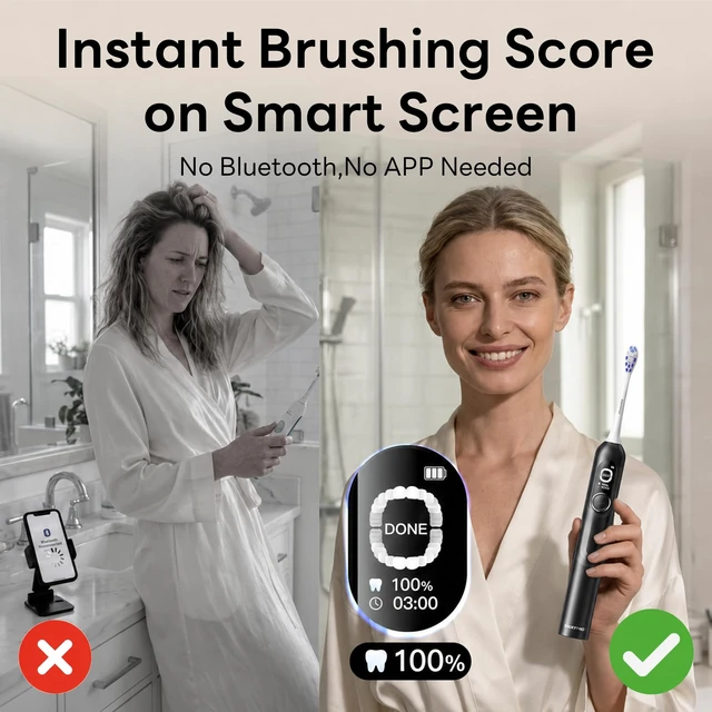 Alt view image 2 of 7 - AI Electric Toothbrush for Adults, Sonic Rechargeable Whitening Toothbrush with 6-Zone Tracking, Soft Replacement Heads & Travel Case (Black, 1 Count)