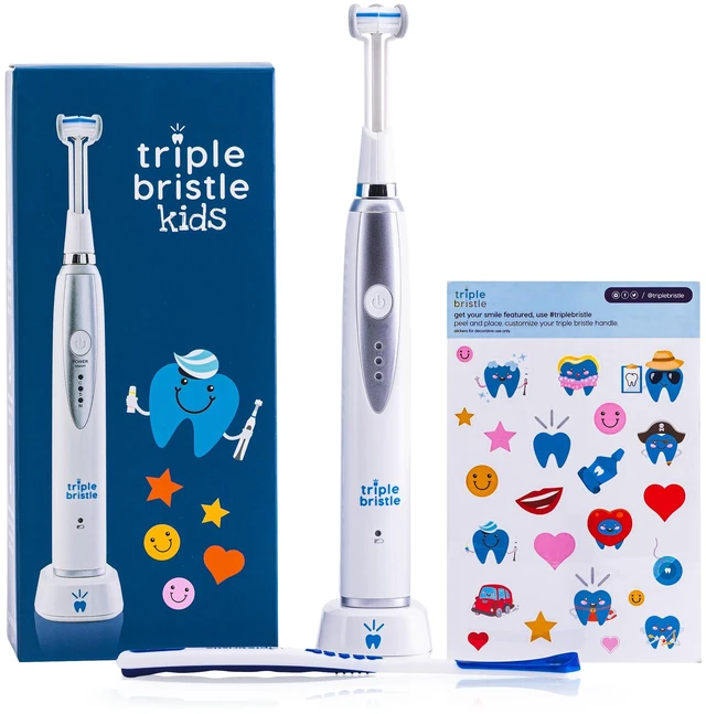 Main image of Kids Sonic Three Sided Toothbrush, 1 Pack | Clean Teeth and Gums, Dentist Created and Approved, Fun Sticker Rewards, Rechargeable