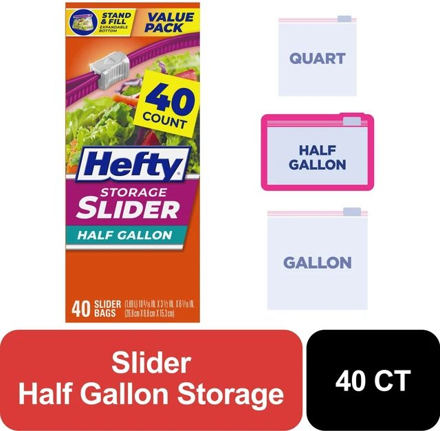 Main image of Hefty Slider Half Gallon Storage Bags, 40 Count