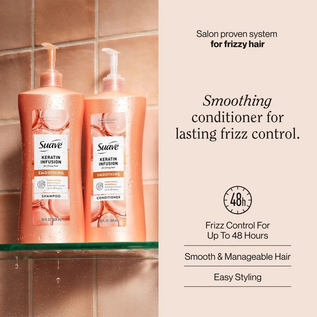 Alt view image 4 of 6 - Suave Keratin Infusion Smoothing Conditioner for Frizzy Hair, 48HR Frizz Control, 28 fl oz
