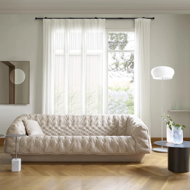 Alt view image 4 of 7 - Small Curtain Rods 30-45 Inch 5/8 Inch Standard Decorative Black with Brackets Easy to Install for Windows Bedroom Living Room Kitchen
