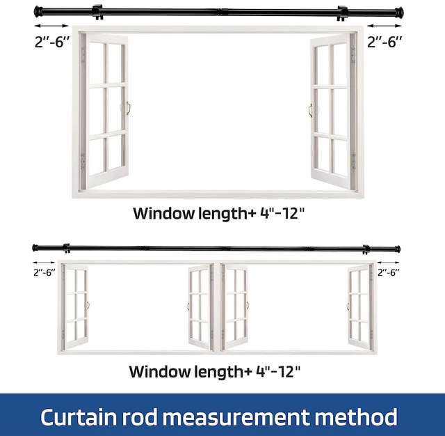 Alt view image 6 of 7 - Small Curtain Rods 30-45 Inch 5/8 Inch Standard Decorative Black with Brackets Easy to Install for Windows Bedroom Living Room Kitchen