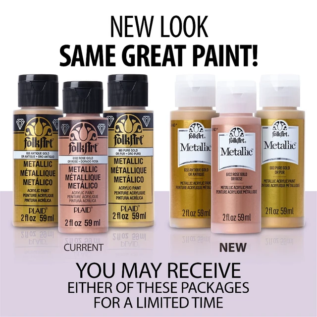 Alt view image 7 of 7 - FolkArt Metallic Acrylic Paint in Assorted Colors (2 oz), 577, Sashara Gold