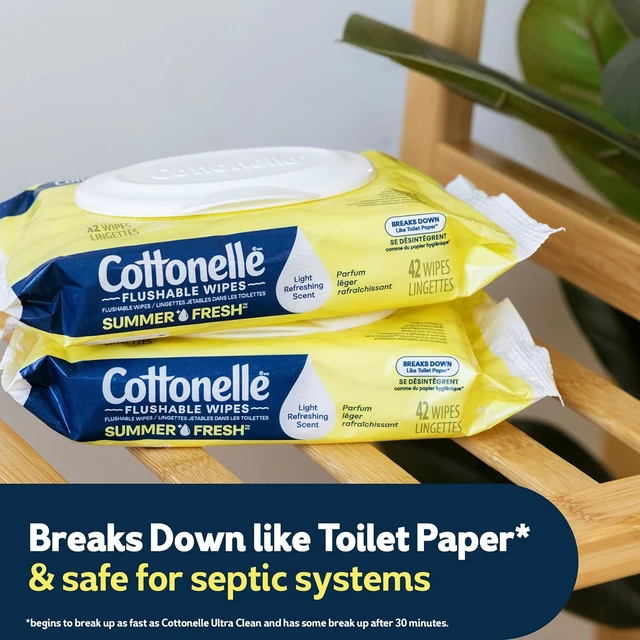 Alt view image 6 of 6 - Cottonelle Summer Fresh Scented Flushable Wipes, 2 Packs, 42 Wipes per Pack