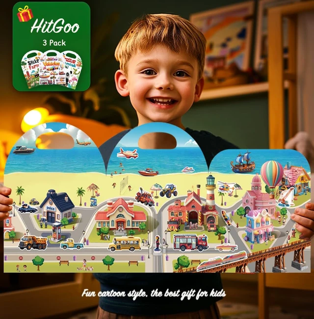 Alt view image 4 of 6 - 3-Pack Reusable Sticker Books for Toddlers 2-4 Years, Vehicles Truck, Animals & Farm Jelly Activity Stickers for Boys Girls Road Trip Airplane Train Travel Essentials Toy for Kids Birthday Gifts
