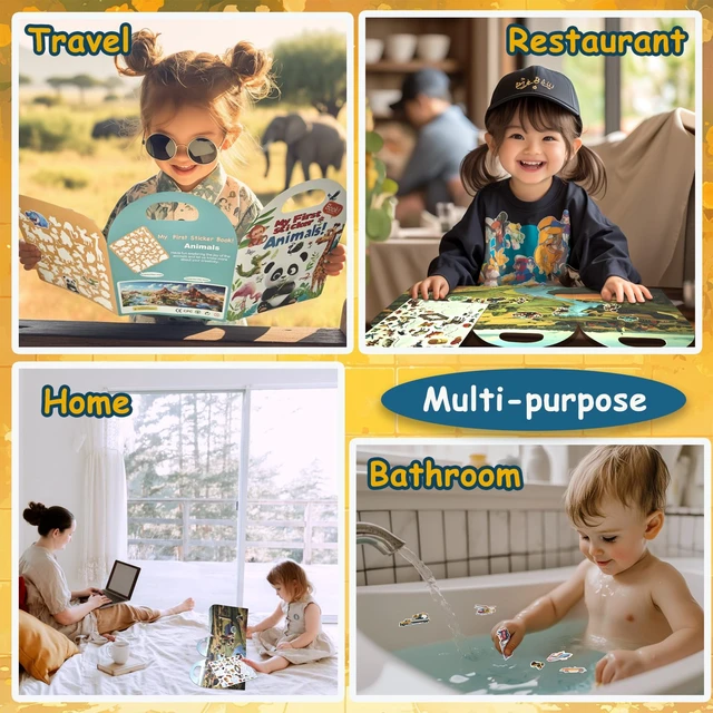 Alt view image 6 of 6 - 3-Pack Reusable Sticker Books for Toddlers 2-4 Years, Vehicles Truck, Animals & Farm Jelly Activity Stickers for Boys Girls Road Trip Airplane Train Travel Essentials Toy for Kids Birthday Gifts