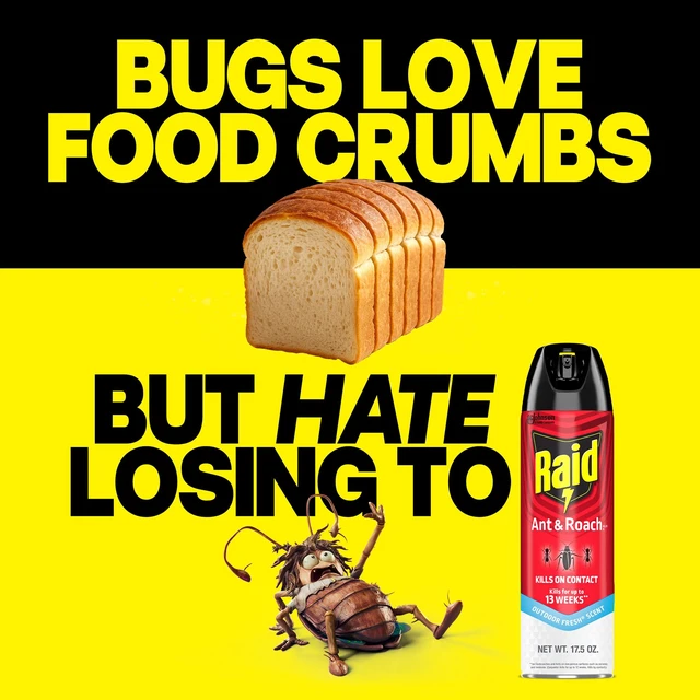 Alt view image 5 of 6 - Raid Ant & Roach Killer Spray for Listed Bugs, Keeps Killing for Weeks, Fresh Scent, 17.5 oz