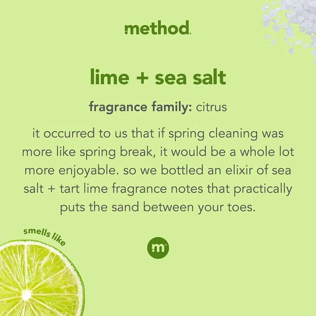 Alt view image 5 of 5 - Method Dish Soap, Lime + Sea Salt, Tough on Grease, 18 Fl Oz (Pack of 1)
