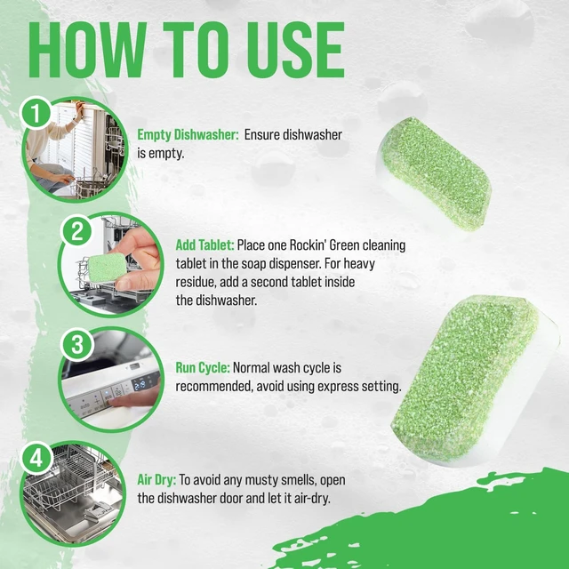 Alt view image 5 of 7 - Rockin' Green Dishwasher Cleaner Citrus Lime Tablets 8 Pack