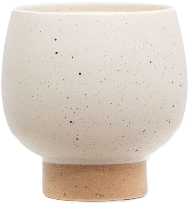 Main image of Mainstays 5.5 in Cream Speckle Ceramic Indoor Planter with Tan Base