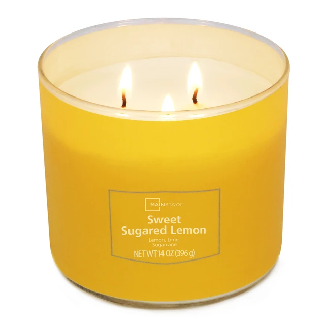 Alt view image 5 of 5 - Mainstays 3-Wick Textured Wrap Sweet Sugared Lemon Candle, 14 Ounce