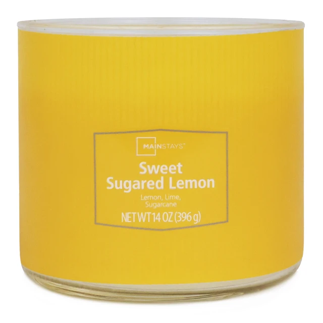 Alt view image 4 of 5 - Mainstays 3-Wick Textured Wrap Sweet Sugared Lemon Candle, 14 Ounce