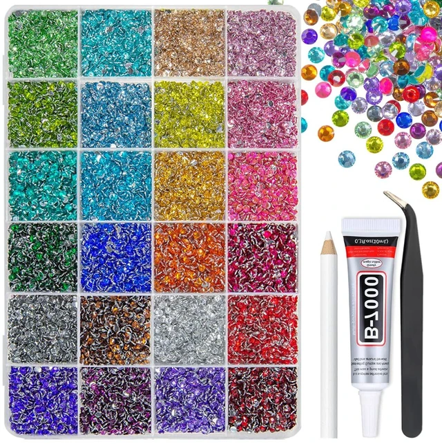 Main image of qiipii 24 Color 13800pcs 3mm Crystal Resin Rhinestones for Bedazzling Crafting Flatback Stones Colorful Gems Diamonds Charms for Nails Eyes Face Makeup Tumblers Bottles DIY Crafts Clothes Shoes Phones