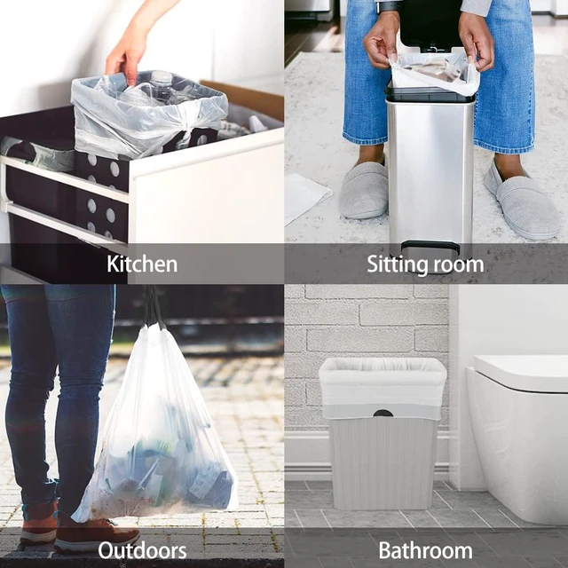 Alt view image 4 of 7 - Teivio 4 Gallon Small Drawstring Trash Bags, 72 Count White Garbage Bags, Small Plastic Bin Liners fit 3.3,3.5-4 Gal Waste Bin for Bathroom, Kitchen, Bedroom, Office, Pet Litter, Household Daily Use