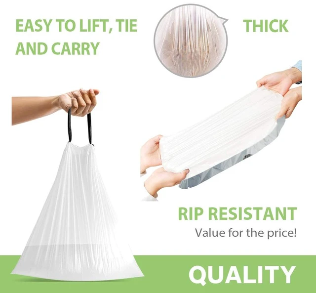 Alt view image 3 of 7 - Teivio 4 Gallon Small Drawstring Trash Bags, 72 Count White Garbage Bags, Small Plastic Bin Liners fit 3.3,3.5-4 Gal Waste Bin for Bathroom, Kitchen, Bedroom, Office, Pet Litter, Household Daily Use