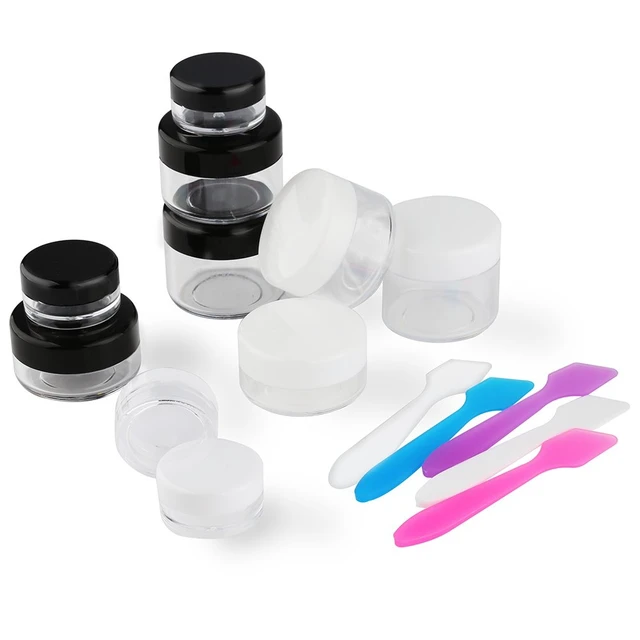 Alt view image 5 of 7 - Accmor 10 Pieces Makeup Travel Containers with Lids 0.11/0.18/0.35/0.53/0.7 OZ Size Cosmetic Jars with 5 Pieces Mini Spatulas for Gift(random color)