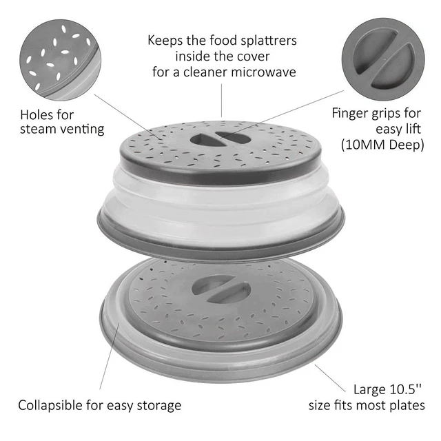 Alt view image 3 of 6 - Microwave Splatter Cover Collapsible Microwave Cover for Food 10.5 inch